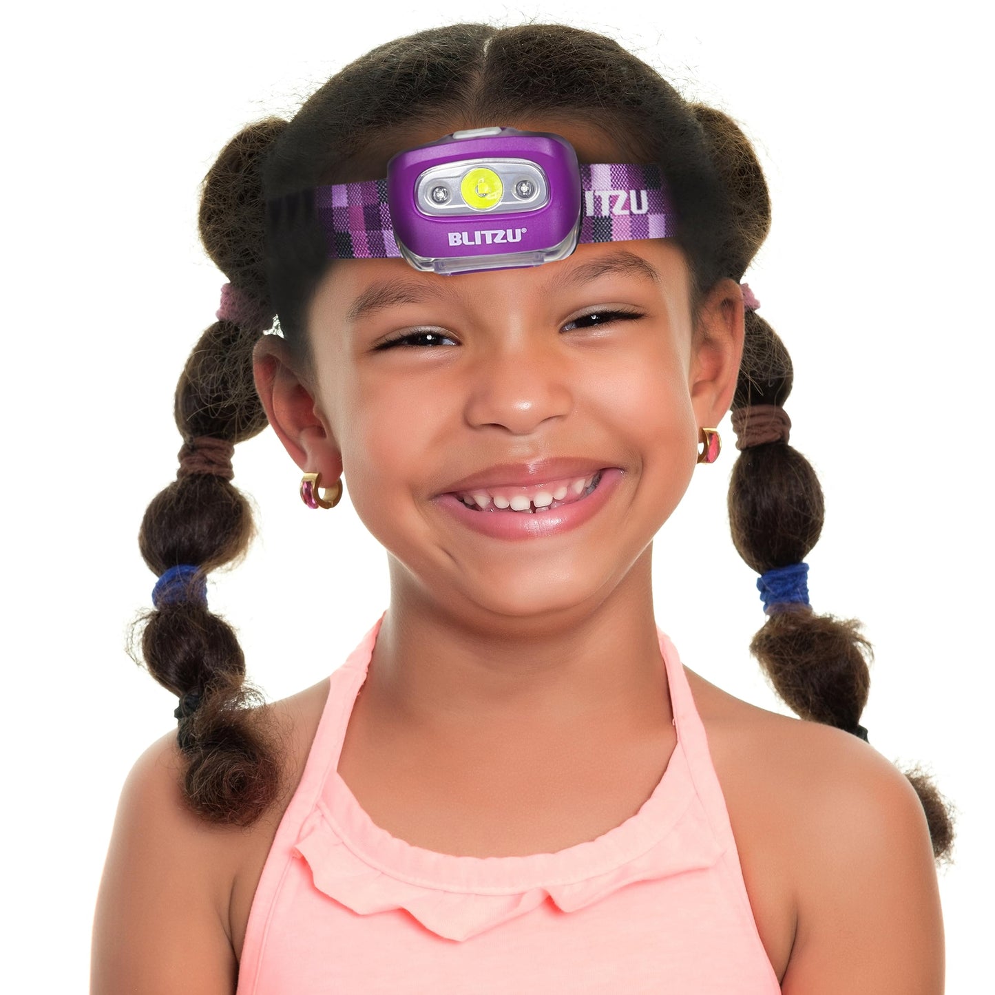 LED Headlamp Flashlight for Adults & Kids, Lightweight, Waterproof Head Lamp with White & Red Light, Comfortable Headband, Perfect for Running, Camping, Hiking, 3 AAA Batteries Included, Purple
