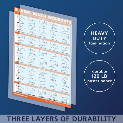 QuickFit 2 Pack - Sliding Bench Workouts & Bodyweight Exercise Poster Set - Compatible with Total Gym & Weider Ultimate Body Works (Laminated, 18" x 27")