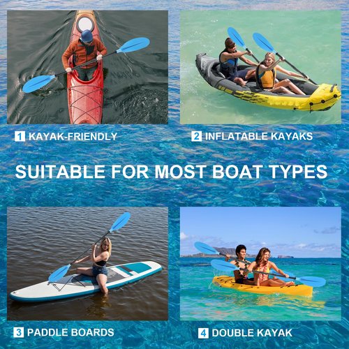 Kayak Paddle 4 Pieces, Kayak Paddles Teel Made Telescopic 70inch-97inch for Kayaking Canoeing Boating for Surfing Oar Fishing Convenient Packable for Starter or a pro