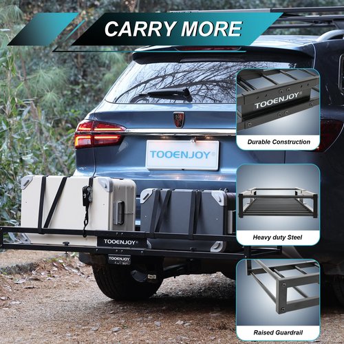 TOOENJOY 59 x 16 x 5 Inch Folding Hitch Cargo Carrier Basket, 200 LBS Capacity, Fits 2" Hitch Receiver for SUV Pickup Truck