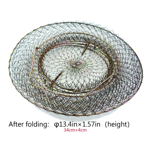 OperSeven Metal Rustproof Collapsible Fish Basket - Robust and Easy to Use Net Cage for Live Fish