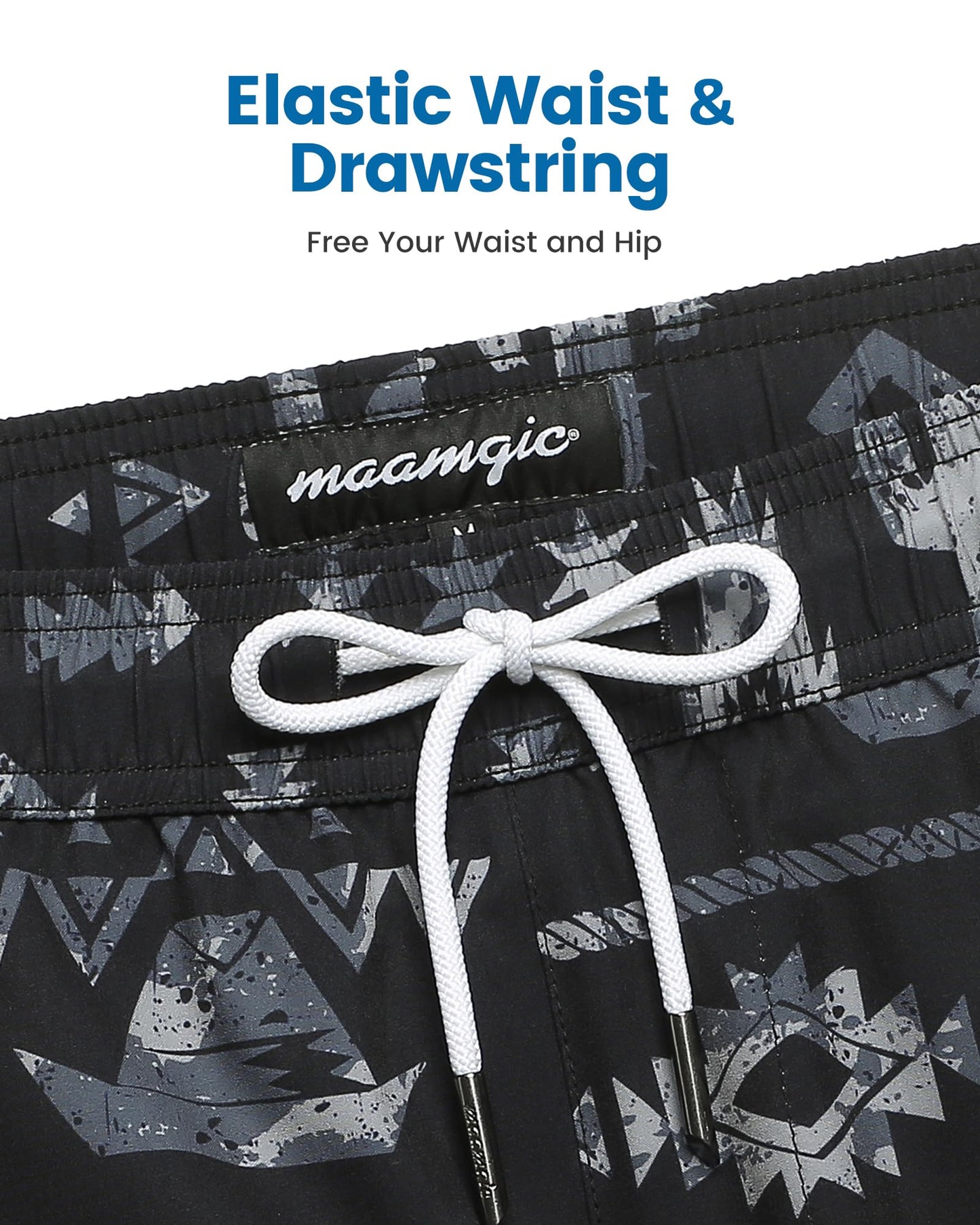 maamgic Mens Swim Trunks with Compression Liner 5 Inch, Quick Dry Bathing Suit with Zipper Pockets, Stretch No-Chafing Swim Shorts, Dark West XX-Large