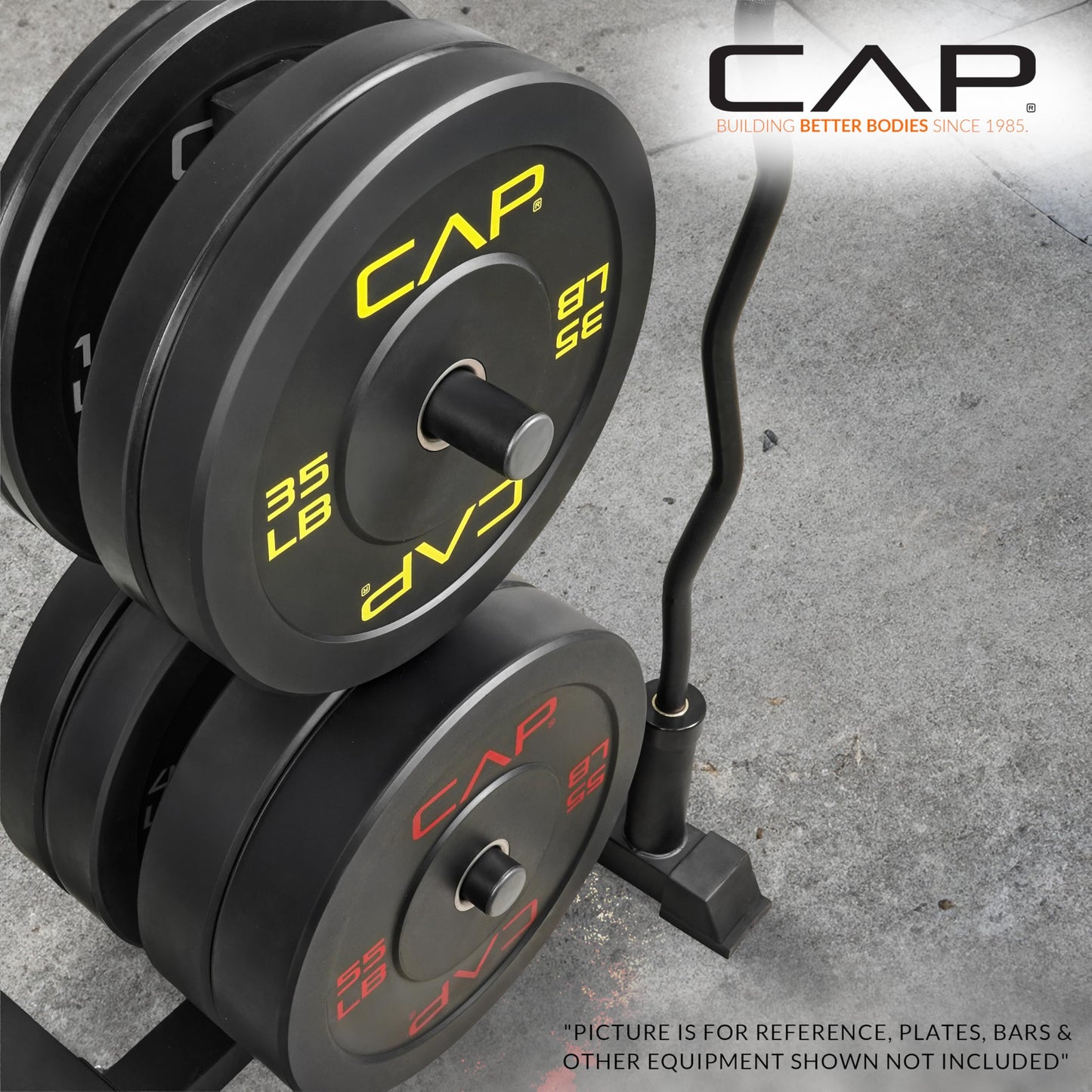 CAP 160 lb Economy Olympic Bumper Plate Set with Compact Storage Rack, 2-Inch Olympic Plates, Medium Bounce Rubber Weight Plates with Steel Hub, 4 Weight Posts & 2 Barbell Holders for Weightlifting, Strength Training & Home Gym Workouts
