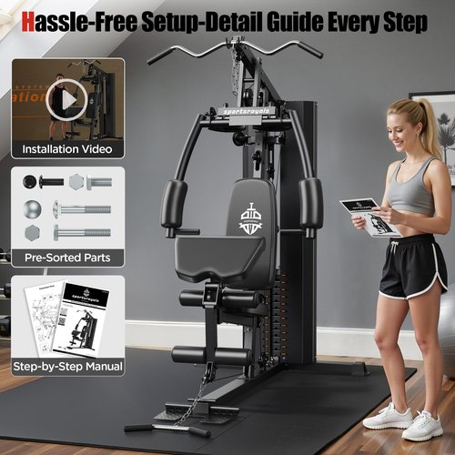 Sportsroyals Multi Home Gym, Gym Equipment, Workout Equipment, 154LBS Weight Stack Adjustable, Fitness Equipment