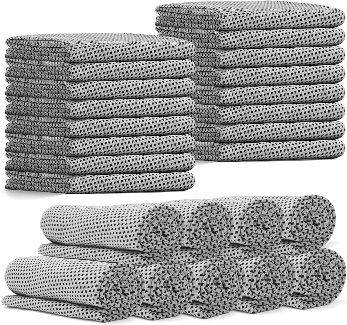 24 Pack Cooling Towels Bulk for Neck and Face 40"x12" Ice Cooling Sweat Rags Microfiber Soft Breathable Soft Chilly Towel for Yoga Golf Sport Running