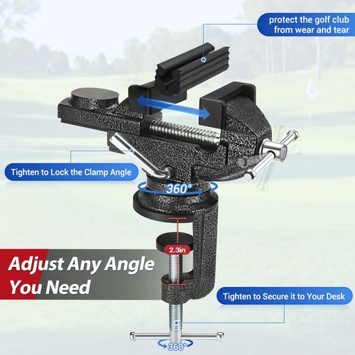 AugFir Golf Grip Kit for Regripping Golf Clubs, Portable Table Vise Rubber Clamp for Golf Grip Removal Tool with Solvent, Golf Club Regripping Kit