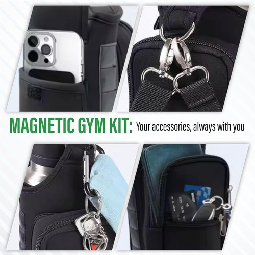 Magnetic Portable Gym Bag: Fitness Icon with Pouch, Phone Holder, Water Bottle, and Hip Thrust Belt Perfect on the workout All the Essentials from Athletics, magnet bags, magnetic gym bag