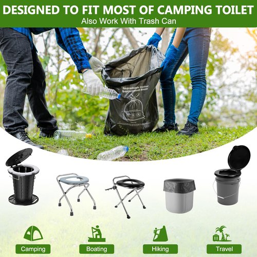 BLIKA 40 Count Toilet Replacement Bags with Drawstring, 8 Gallon, 30 Liter, Heavy Duty 1.97 Mils, Compost Bags 8 Gallon, Camping Toilet Bags for Portable Toilet, Car Travel, Camping, Long Trips