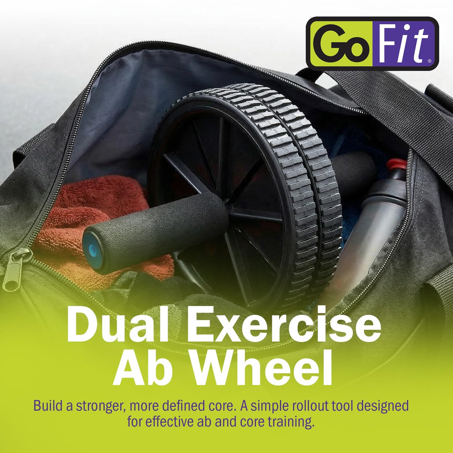 GoFit Dual Exercise Ab Wheel- Roller with Handles,Black,One Size,GF-Dew
