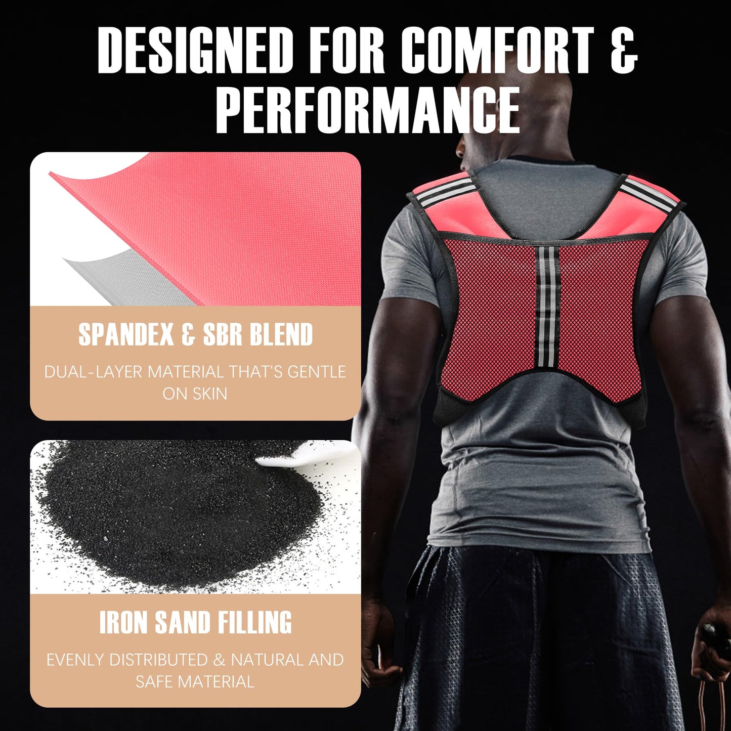 NATURELUX Weighted Vest with Reflective Stripe and Adjustable Buckle Straps, Pink, 25 lbs
