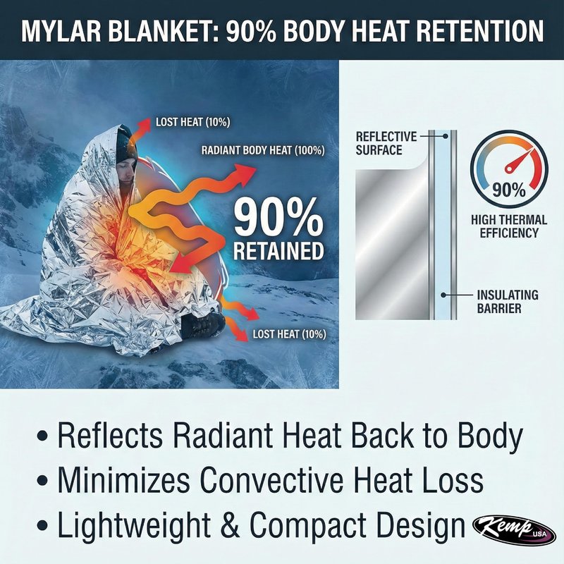 Kemp USA Emergency Mylar Blanket Pack of 25 Lightweight Thermal Reflective Survival Blanket First Aid Disaster Preparedness Camping Vehicle Bug Out Bag Emergency Supply Gear