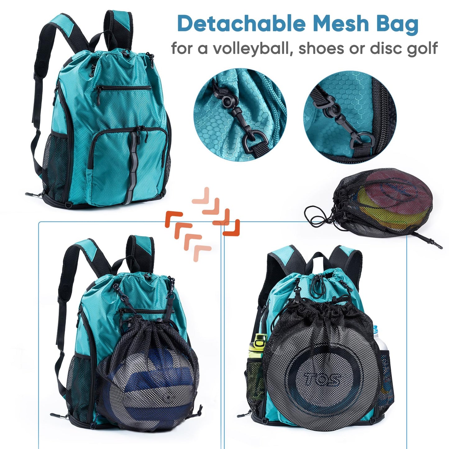 VIGEGARI Large Beach Backpack Waterproof Sandproof - Customized Oversized Drawstring Pool Bag with Shoe Compartment for Toiletries, Towels, Gym, Travel
