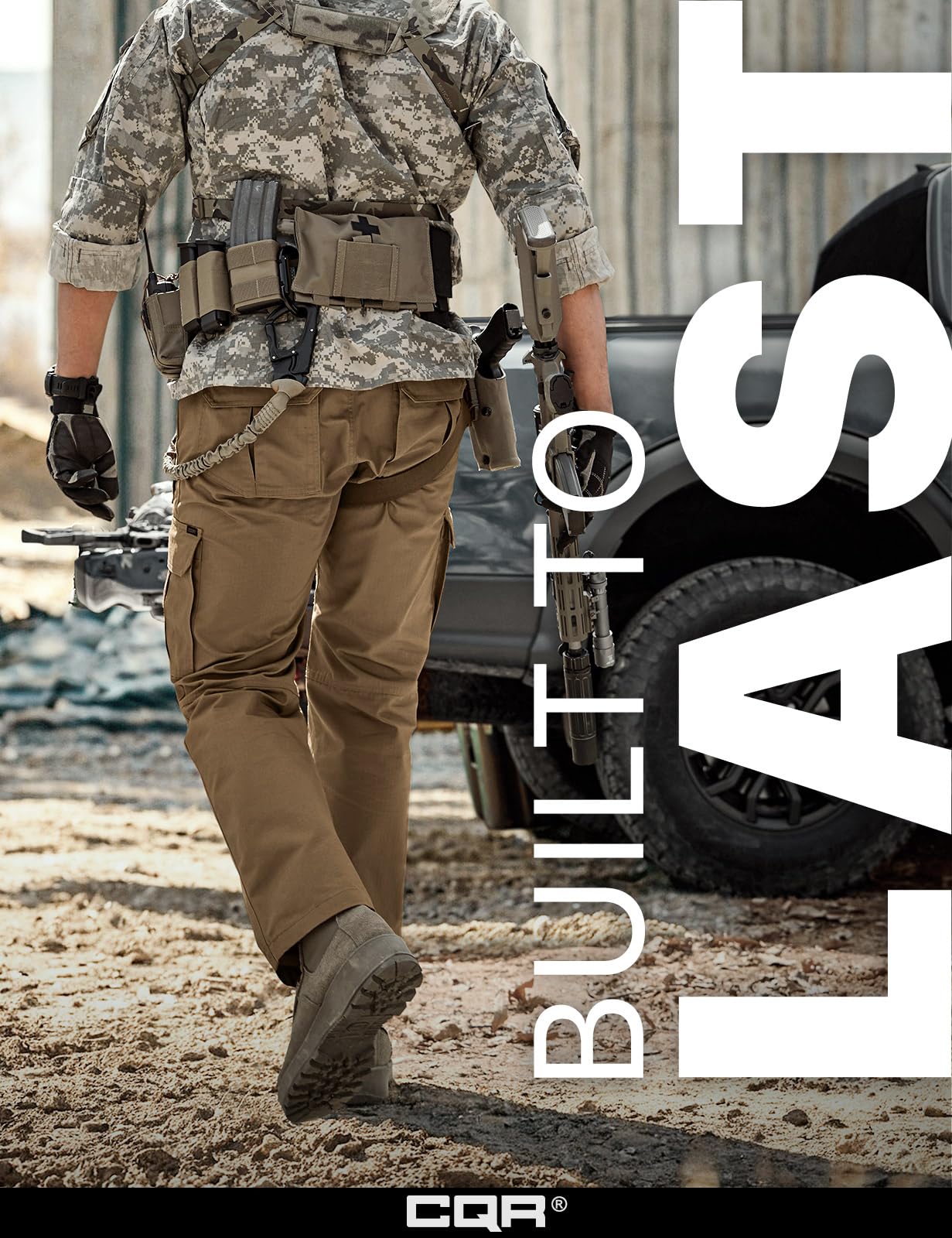 CQR Men's Tactical Pants, Water Resistant Ripstop Cargo Pants, Lightweight EDC Work Hiking Pants, Outdoor Apparel, Raider Mag Cougar, 32W x 32L