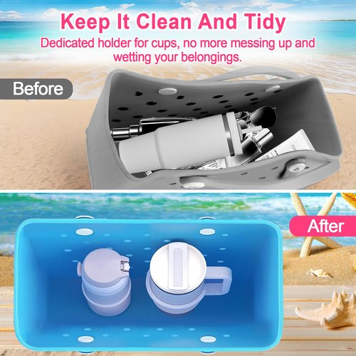Bogg Bag Cup Holder for 30oz 40oz Stanley, Adjustable Insert Drink Holder Compatible with Bogg Bag/Simply Southern Beach Tote Bag, Water Bottle Holder Attachment for Bogg Bag Accessories