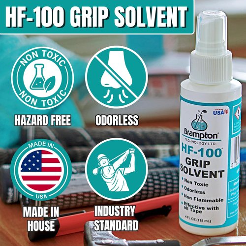 Brampton Basic Golf Grip Kit for Golf Club Regripping - 15 Premium 2"x10" Golf Grip Tape Strips, & 4 oz HF-100 Non-Toxic, Non-Flammable, Odorless Golf Club Grip Solvent