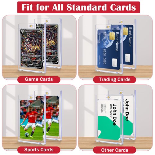 8ct Magnetic Card Holders for Trading Cards, 35pt Hard Cards Sleeves Case, One Touch Card Holder Fit for MTG Cards, Sports Cards, Baseball Cards, Game Cards, Toploaders, Standard Cards Display