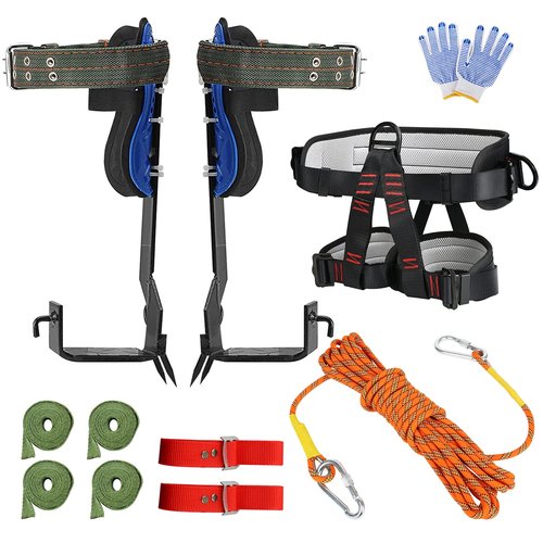 JATCSG Tree Climbing Spikes Set, Tree Climbing Gear with Adjustable Climbing Belt and Upgrade Rope, 304 Stainless Steel Tree Climbing Kit for Sports, Working, Jungle Survival, Picking Fruit