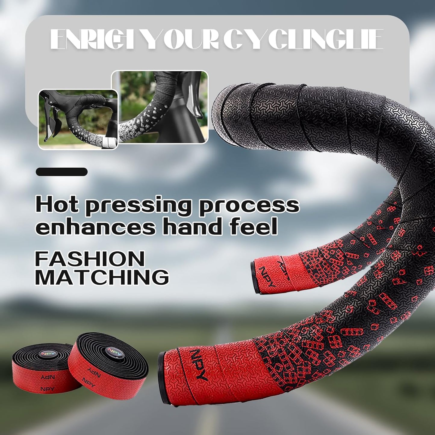 2pcs Bicycle Bar Tape, Bike Handlebar Tape, Road Bicycle Handlebar Tape, Cycling Grip Tape, with 4pcs Handlebar End Plugs, Soft Comfortable, Wear Resistant, Black