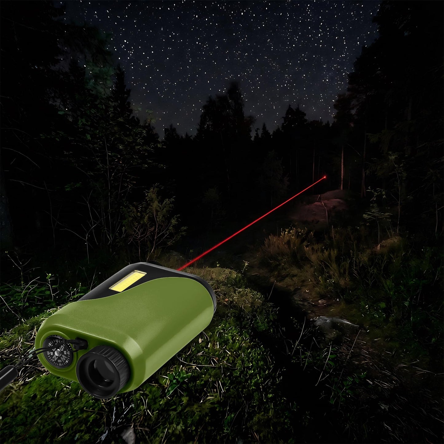 Kids Adventure Compact Monocular-Multi-Functional with Compass,LED Signal Light,Telescope Infrared Rays|Small Easy to Carry for Bird Watching,Camping,Hiking,Hunting,Sports Games Concerts（Army Green）