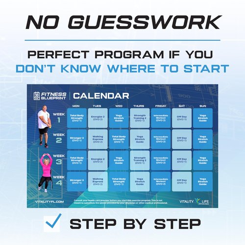 Exercise for Seniors & Beginners- Fun 30 day workout plan- Step by Step Comprehensive Package: 7 Workouts + Stretching Guide + Resistance Band + Easy to Follow Calendar. Get Energized & Stronger!