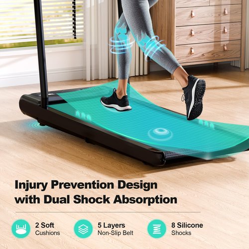 Walking Pad Treadmill, Walking Pad with Handle Bar, 2.5 HP Under Desk Treadmills for Home Office, 3 in 1 Foldable Treadmills Supports Up to 300lbs, Portable Treadmill w/Remote Control & LED Display