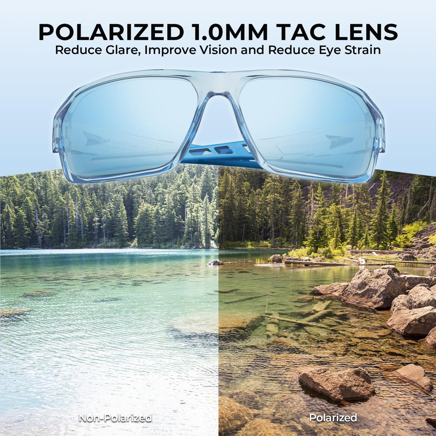 KastKing Chippewa Polarized Sunglasses – UV400 Protection, Full Wrap, 1.0mm TAC Lenses for Fishing, Cycling & Outdoor Sports