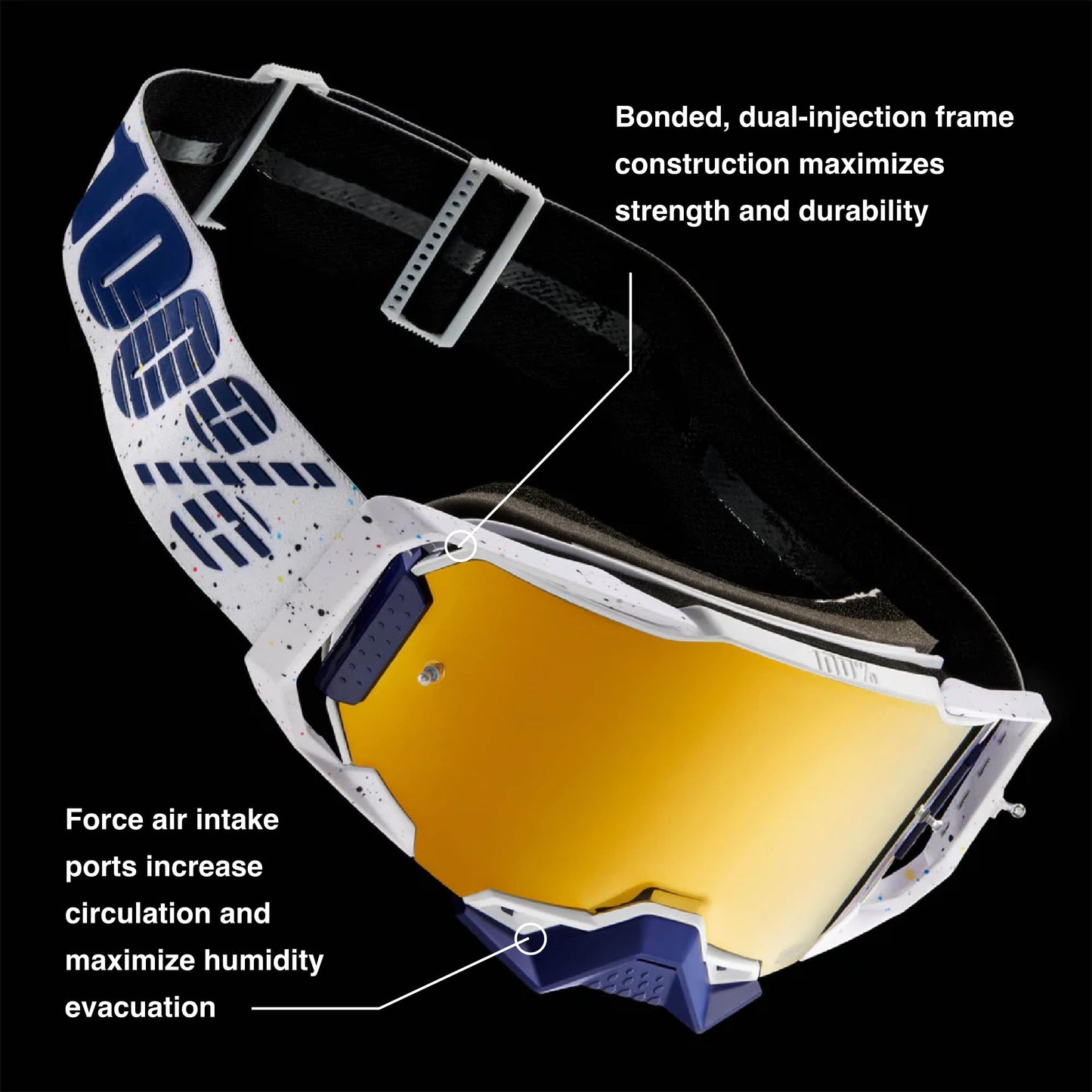 100% ARMEGA Premium Protective Sport Goggles with Ultra HD Lens & Nose Guard (CW2 - Mirror Red Lens)