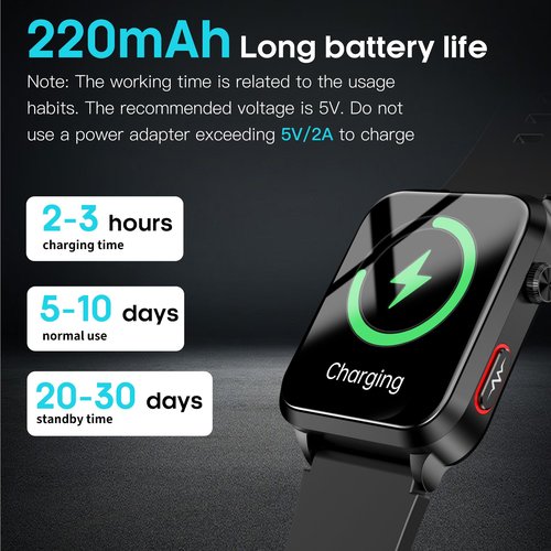 hellibito Blood Pressure Smart Watch, Air Bag Pump Cuff, 1.92" lPS Health Fitness Tracker,Heart Rate Blood Oxygen Sleep Monitor, Data Sharing Pedometer, Activity Tracker for Android iOS Men and Women