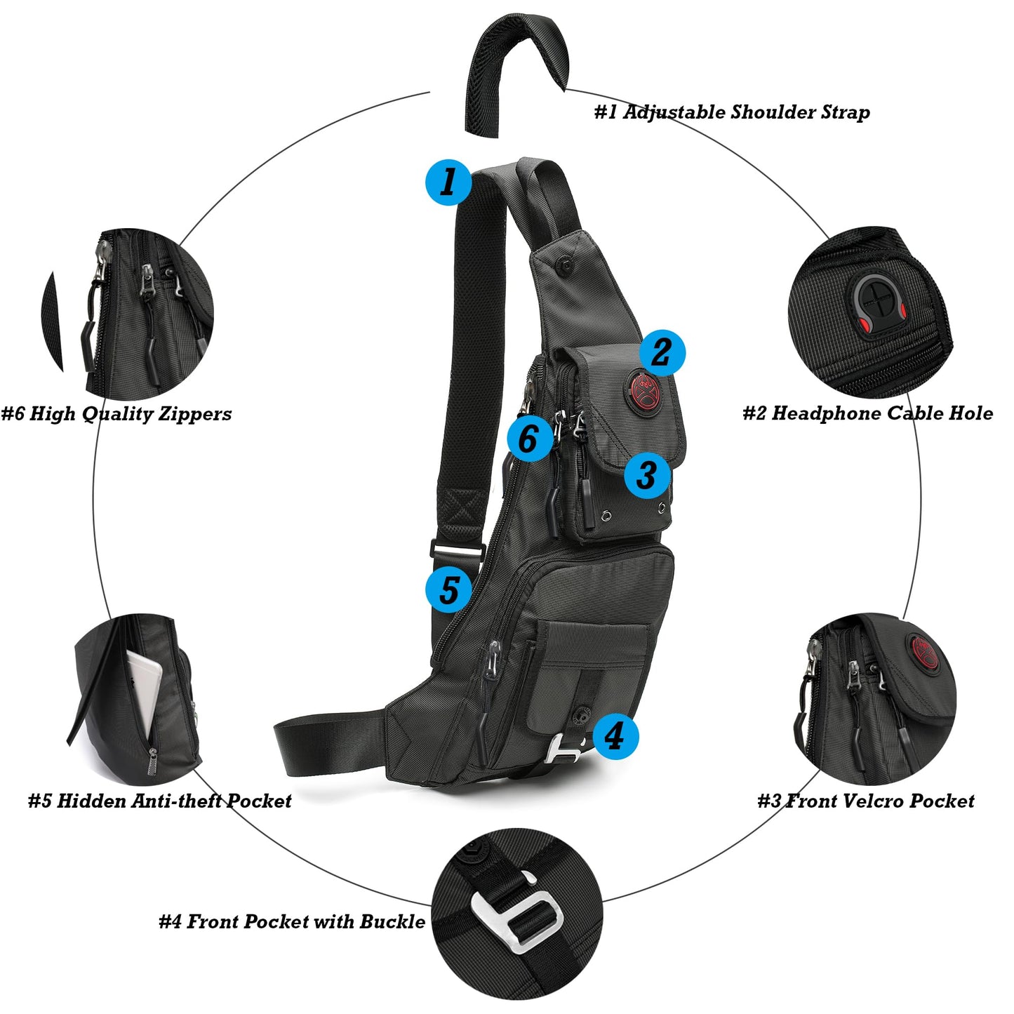 NICGID Sling Bag Chest Shoulder Backpack Crossbody Bags Casual Daypack for Men Women