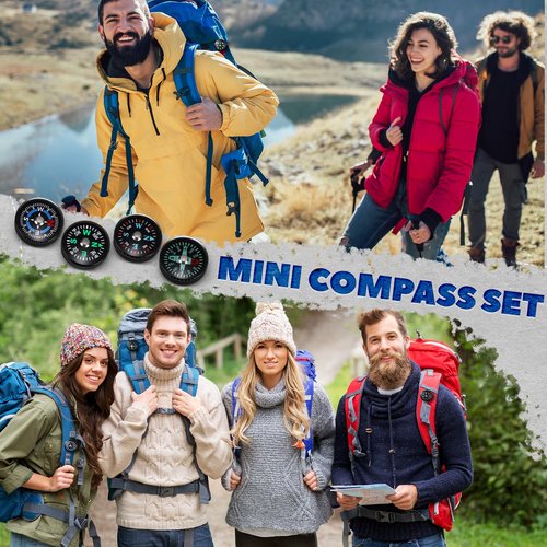 Relaxweex 100 Pcs Button Compass Bulk 20mm Mini Survival Compass Pocket Oil Filled Compass for Camping Hiking Boating Touring Outdoor Activities, 4 Styles