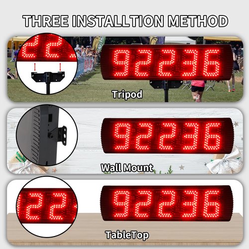 GAN XIN Race Clock with Tripod for Running Events, Large LED Stopwatch with Remote,Countdown/Count up Gym Timer for Home,Wall Digital Time Clocks