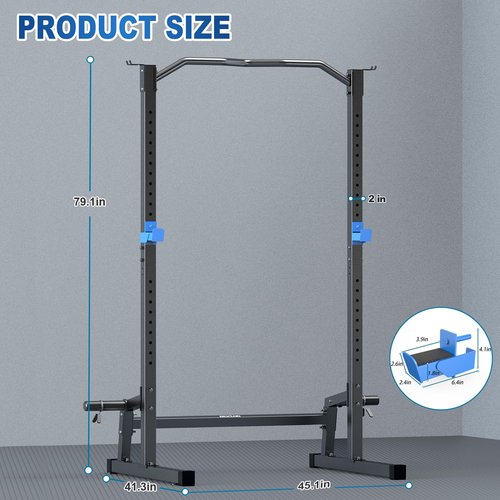 BEKING Power Rack Squat Rack Cage with Pull Up Bar,Adjustable Power Cage Exercise Squat Stand with Barbell Rack Weight Plate Storage,Strength Training Workout Station for Home Gym Fitness