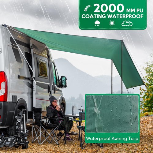 Portable Car Awning, Lightweight Vehicle Awning for Camping UV50+ Car Canopy for Beach, Outdoor Activities | Easy Setup, Waterproof & Compact Design