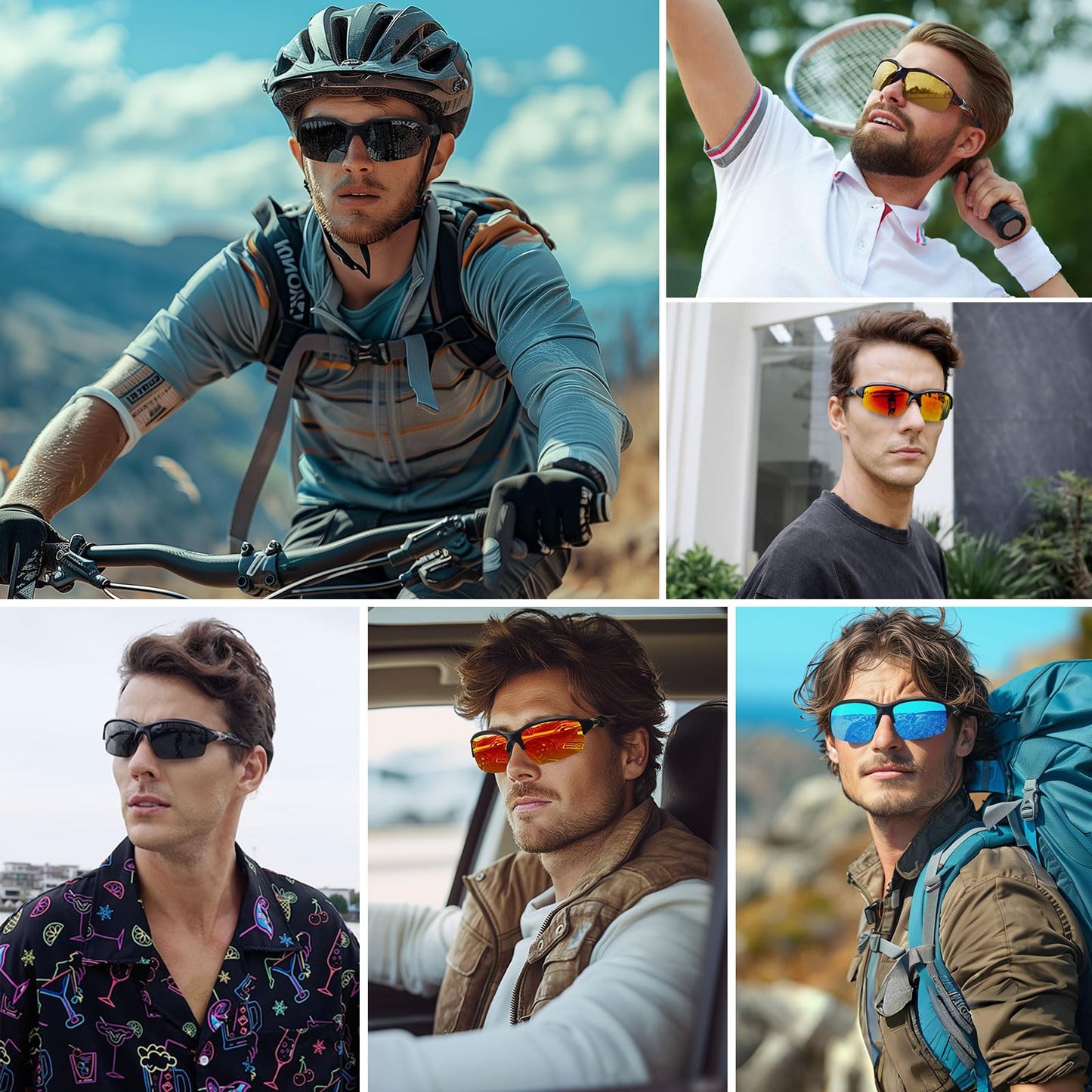 Ofwin Polarized Sports Sunglasses for Men Women Wrap Around Half Frame Cycling Fishing Bike Running Sun Glasses UV Protection Matte Black Frame/Gray Lens, standard