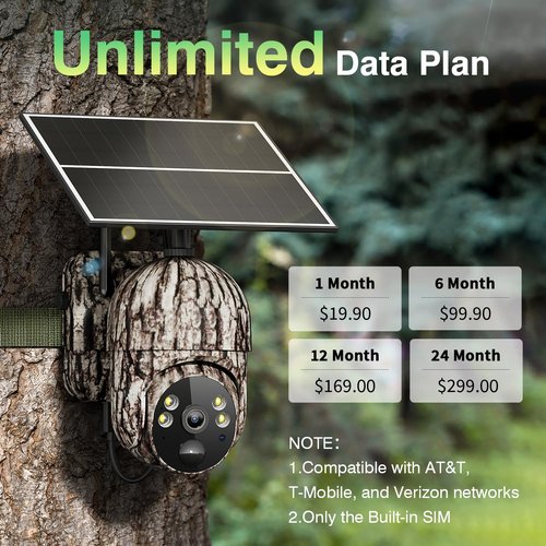 ELYSOO 4G LTE Cellular Trail Cameras, Unlimited Data Plan, 2K HD 360°Full View Game Camera with Solar Power, Security Camera with Motion Activated, Built-in SIM Card, IP65 Waterproof