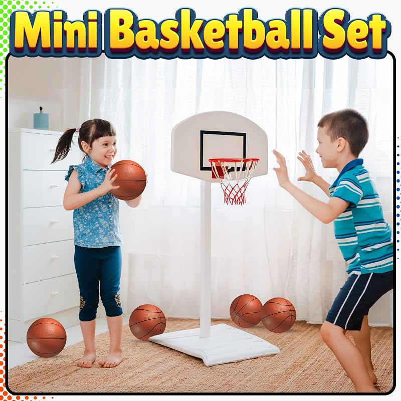 Variation Orange: 6-Inch Mini Basketball Set for Kids — 5 Pack with Hand Pump