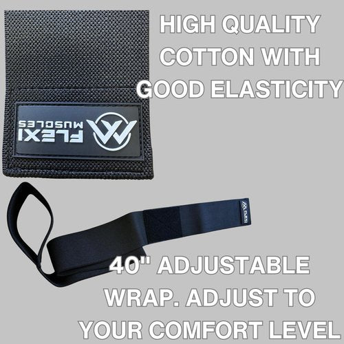 FLEXI MUSCLES Elbow Wraps for Weightlifting (1 Pair) Adjustable Elbow Compression Straps & Joint Support Brace - Ideal for Bench Press, Powerlifting, and Gym Workouts.
