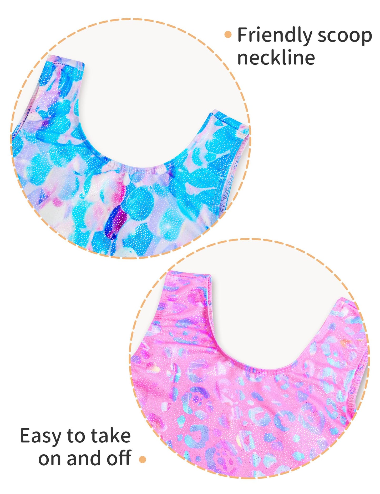 Nokecina Girls Gymnastics Leotards Size 5-6 Years Old Shiny Pink Blue 2 Pack Gym Outfits Biketards