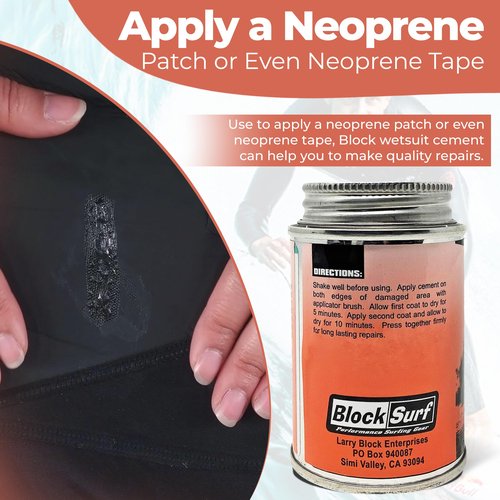BLOCKSURF Neoprene Cement for Wetsuit Repair | Industrial Strength Adhesive 4 fl oz | Quick-Drying, Flexible & Durable | Ideal for Wetsuits, Gloves, Booties & More
