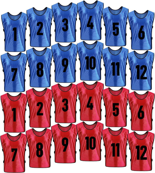 24Pack pinnies Soccer Vests Youth Scrimmage Basketball Team Practice Jerseys for Kids Adult Sports Football Pennies