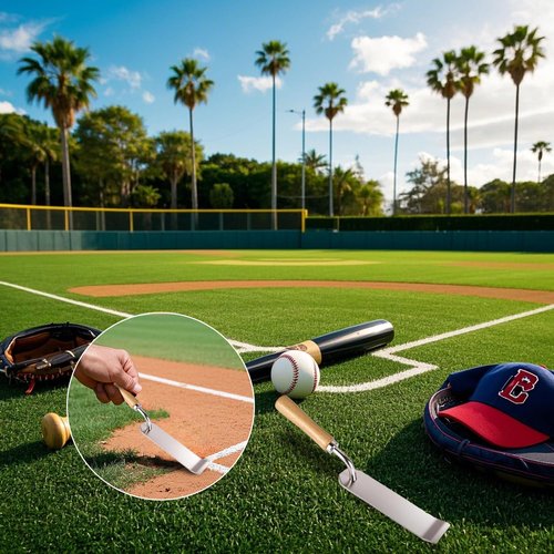 Lyreh Baseball Dig Out Tool, Stainless Steel Softball Base Pick up Tool Wooden Handle Soft Ball Base Plugs for Training Course Maintenance Cleaning