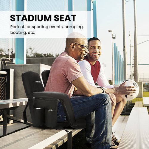 VIVOHOME Portable Reclining Stadium Seat Chairs for Bleachers with Padded Backrest and Adjustable Armrests, Set of 2