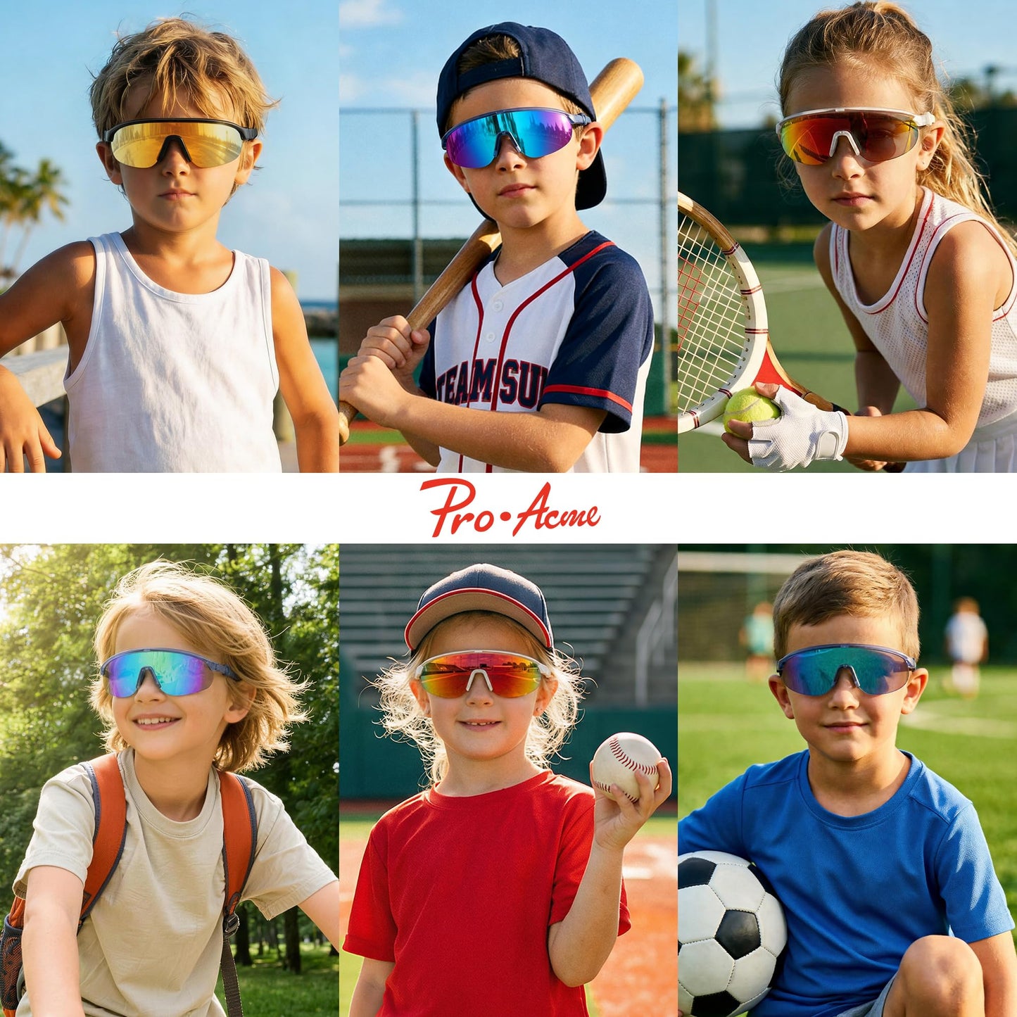 Pro Acme Kids Youth Baseball Flexible TR90 Sunglasses Boys Girls Sports