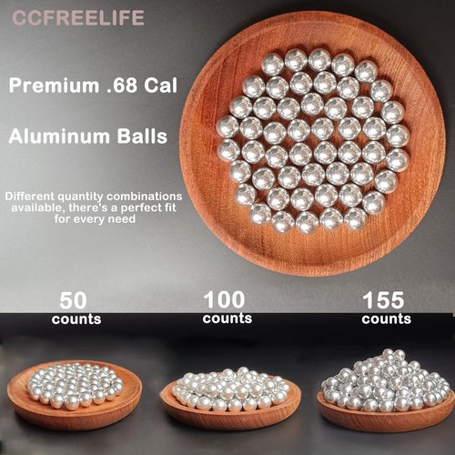 CCFREELIFE 50ct .68 Cal Self Defense Aluminum Balls, Fit for SD/LE T4E HDS HDR with Max Power for Training and Target Practice (7.3 Grams)