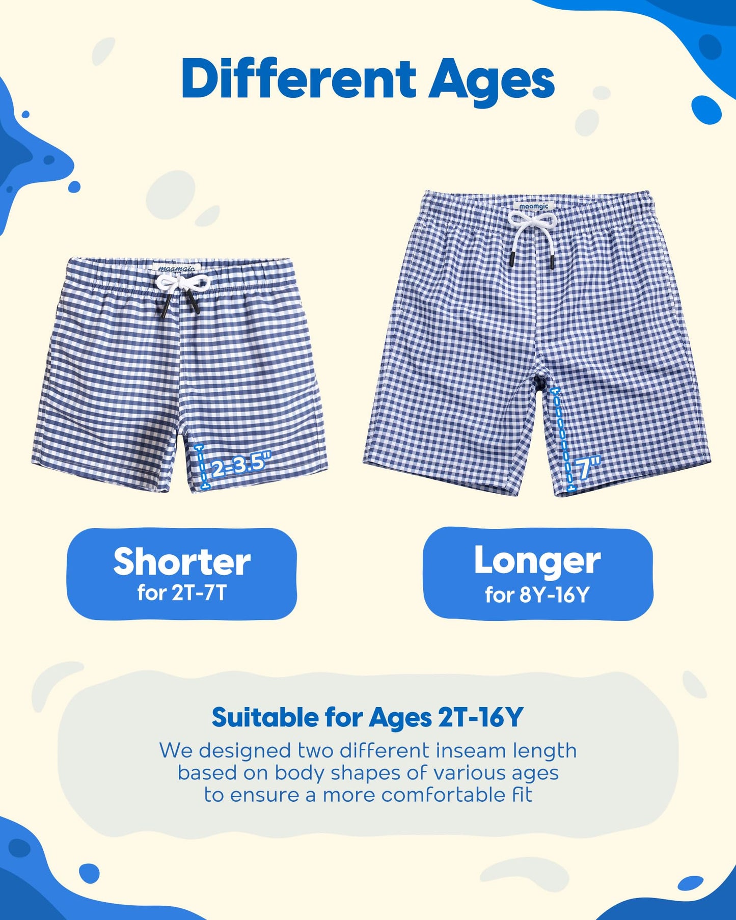 maamgic Boys Swim Trunks Toddler Swim Shorts Little Boys Bathing Suit Swimsuit Toddler Boy Swimwear,Check Bluepurple,4 T