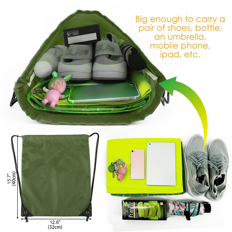 BeeGreen Drawstring Backpack Bags 20,30,50 Packs Reflective String Bags for Gym Sport Trip Cinch Sack DIY for Women Men