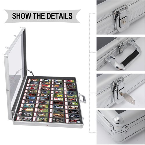 Aluminum Glass Display Case for Cards, XL Large Table Top Display Case with Lock, Portable Trade Show Display Case for Jewelry MTG Cards Collectible Cards
