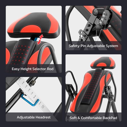 YOLEO ITX360 Inversion Table for Back Pain 2025 Foldable Inversion Table w/ Removable Lumbar Pad, Reversible Ankle Holders, Easy Assembly (Black)