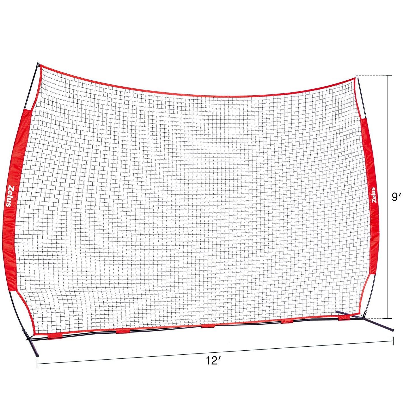 ZELUS 12x 9ft Barricade Backstop, Sports Barrier Nets for Lacrosse, Basketball, Soccer, Field Hockey, Baseball and More