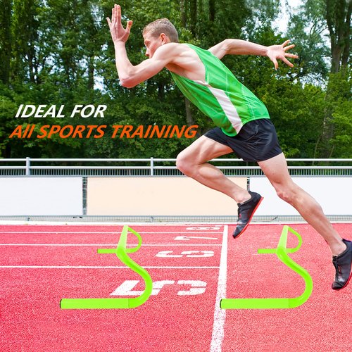 QIJISTORM 10 Pcs 6" Speed Agility Training Hurdles with 6 Marker Cone Durable Detachable Training Equipment Plyometric All Speed Hurdle for Athletes Soccer Basketball Football Practice Green